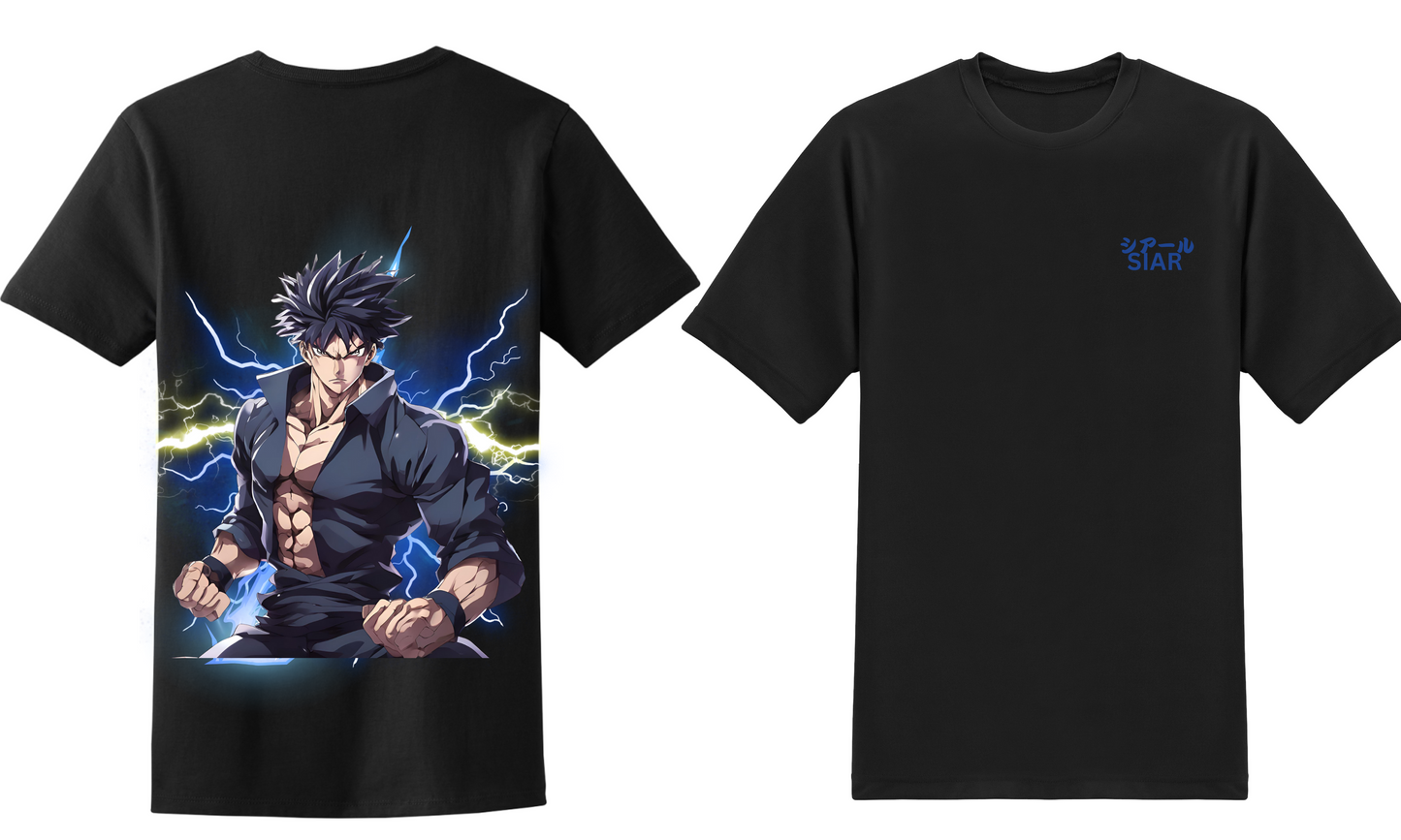 Men's anime cotton oversized black t shirt